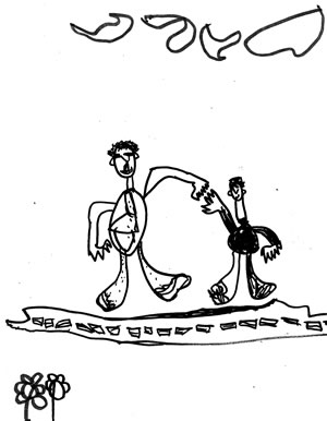 Child's drawing of "Going to school"