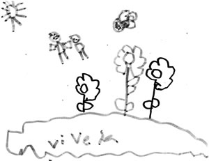 Child's drawing of a rocketship