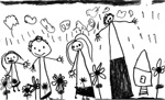 Child's drawing of family
